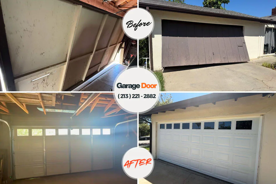 Before and after: garage door repair Thousand Oaks, CA